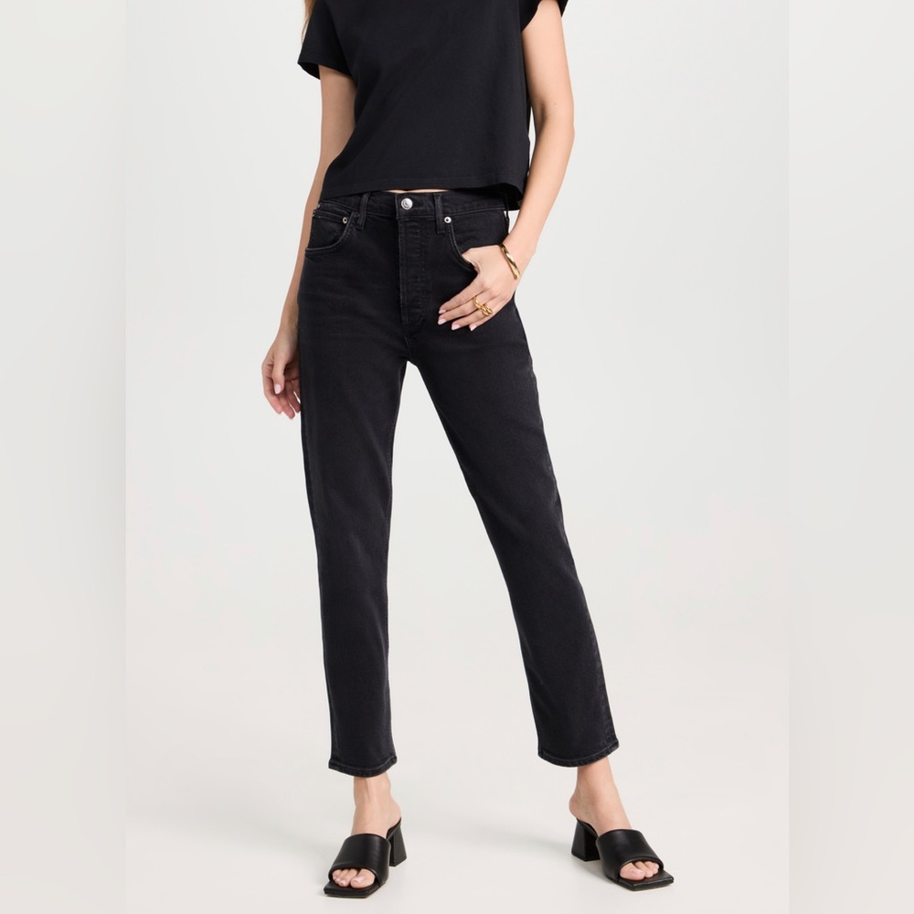 agolde riley high rise straight crop